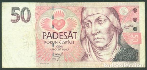 Internationale Banknoten: CHECA Rep. 50 korun 1993. Pick 4. Serie A. Impresora TDLR.