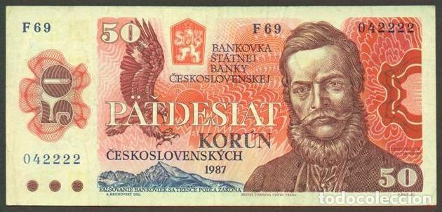 Internationale Banknoten: CHECOSLOVAQUIA. 50 korun 1987. Pick 96 a. Serie F.