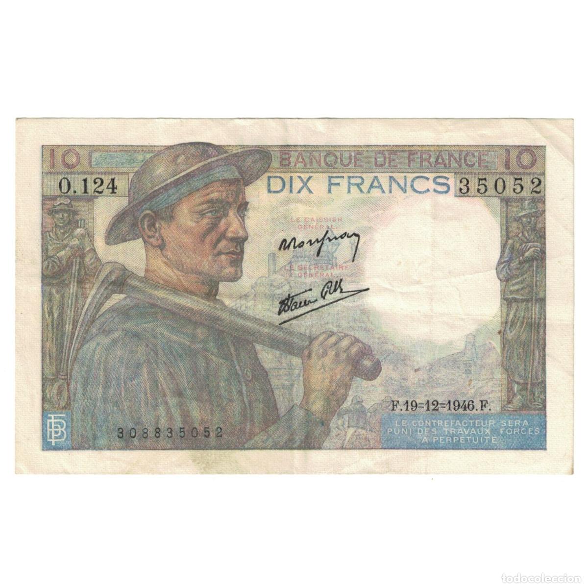 Billetes extranjeros: [#635247] Francia, 10 Francs, Mineur, 1946, O.124, MBC, Fayette:8.16, KM:99e