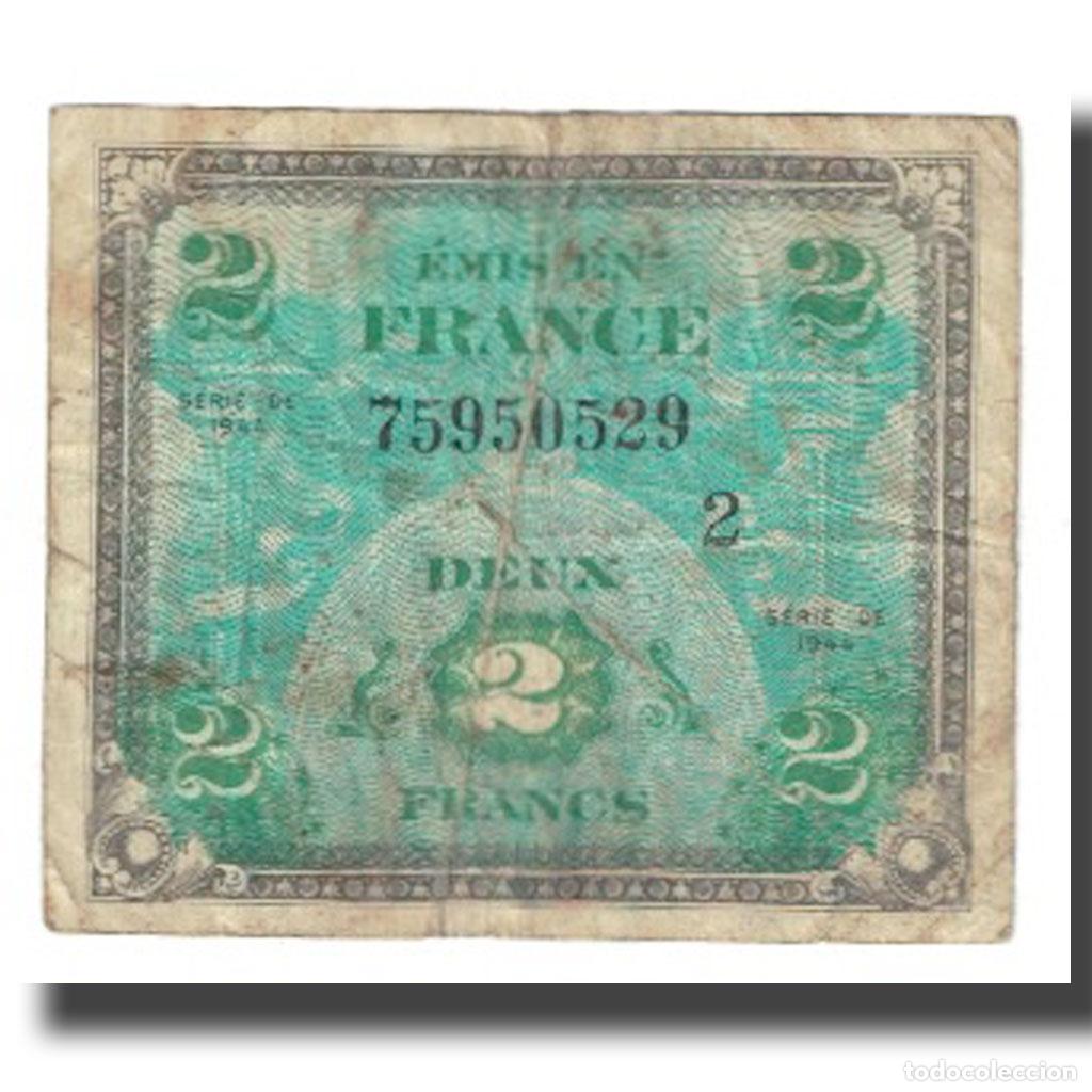 Billetes extranjeros: [#175694] Francia, 2 Francs, Flag/France, 1944, BC, Fayette:VF 16.01, KM:114a