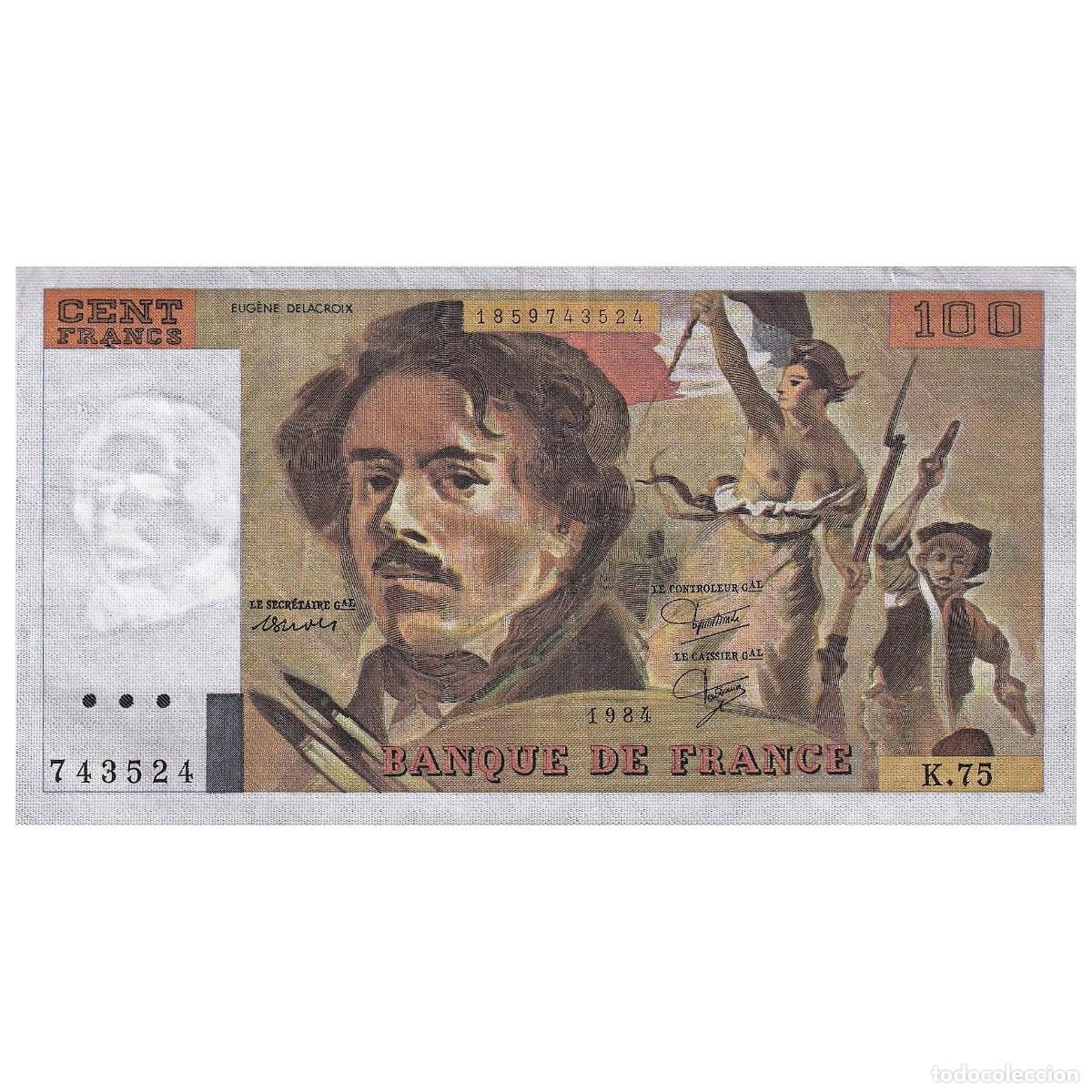 Billetes extranjeros: [#334297] Francia, 100 Francs, Delacroix, 1984, K.75, MBC+, Fayette:69.08a, KM:154b