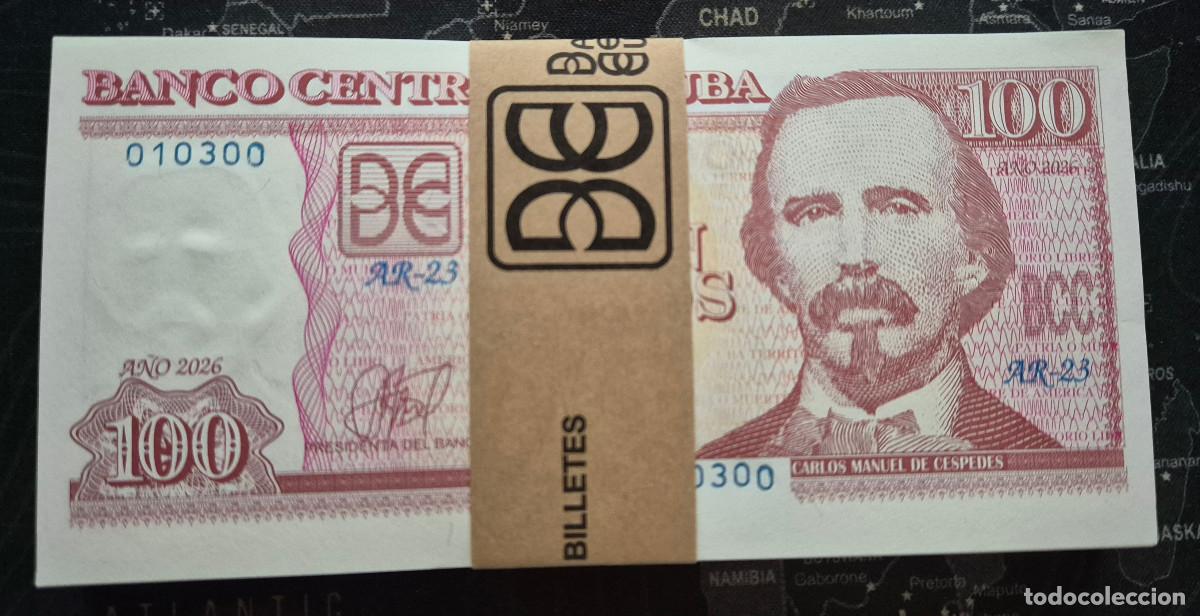 Billetes extranjeros: Cuba fajo 100 Pesos 2026 PSc Unc