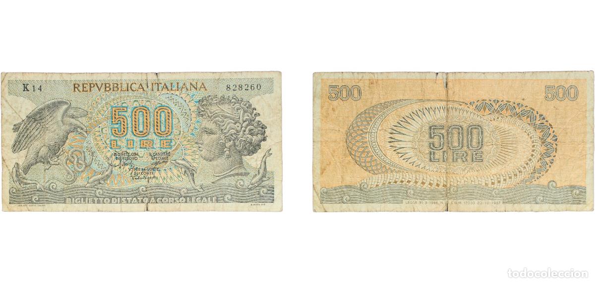 Billetes extranjeros: Italy Republic 1967 500 Lire (Aretusa, Istituto Poligrafico e Zecca dello Stato) Paper (150000000)