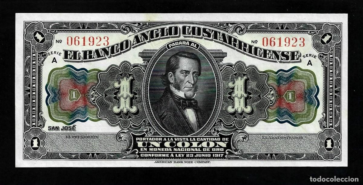 Billetes extranjeros: COSTA RICA 1 COLON 1917 SIN CIRCULAR UNC
