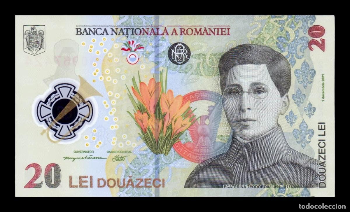Billetes extranjeros: Ruman&iacute;a 20 Lei Ecatarina Teodoroiu 2021 Pick 119Ab Pol&iacute;mero Sc Unc