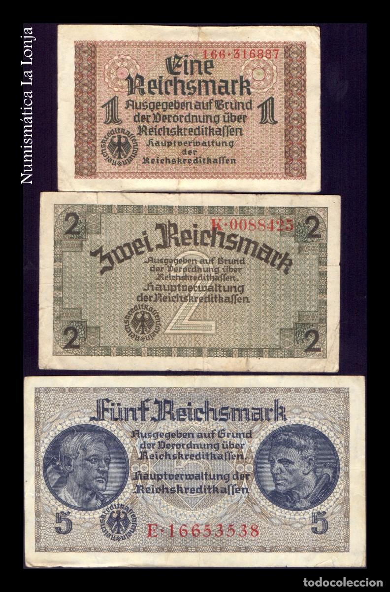 Internationale Banknoten: Alemania Nazi III Reich Set 1 2 5 Reichsmark (1940-1945) Pick R136a R137a R138b Mbc Vf