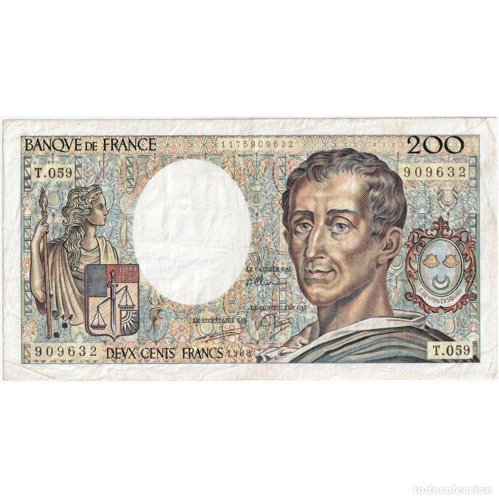 Billetes extranjeros: [#1294249] Francia, 200 Francs, Montesquieu, Undated (1988), T.059, MBC