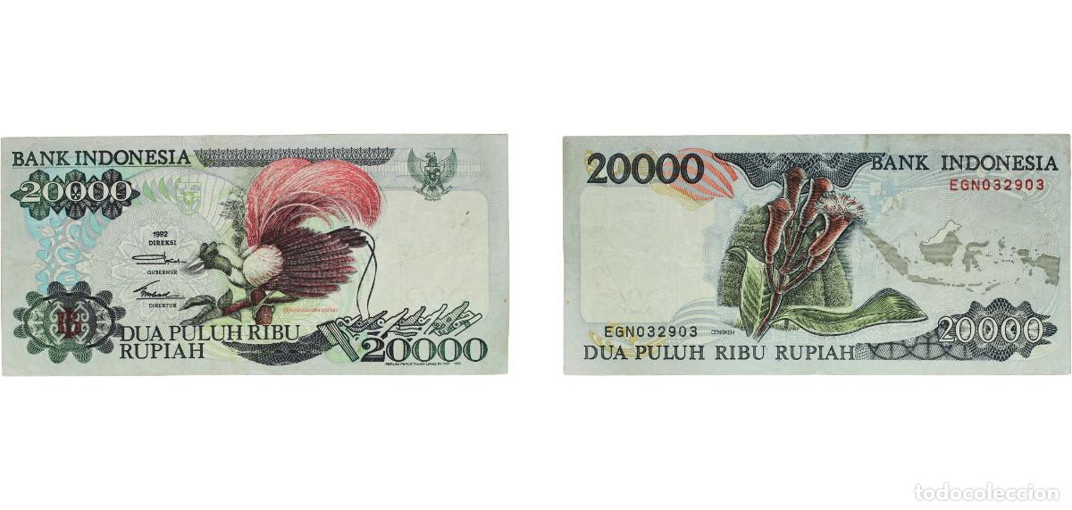 Billetes extranjeros: Indonesia Republic 1992 20 000 Rupiah (without segmented security thread; with escutcheon, Bank Ind
