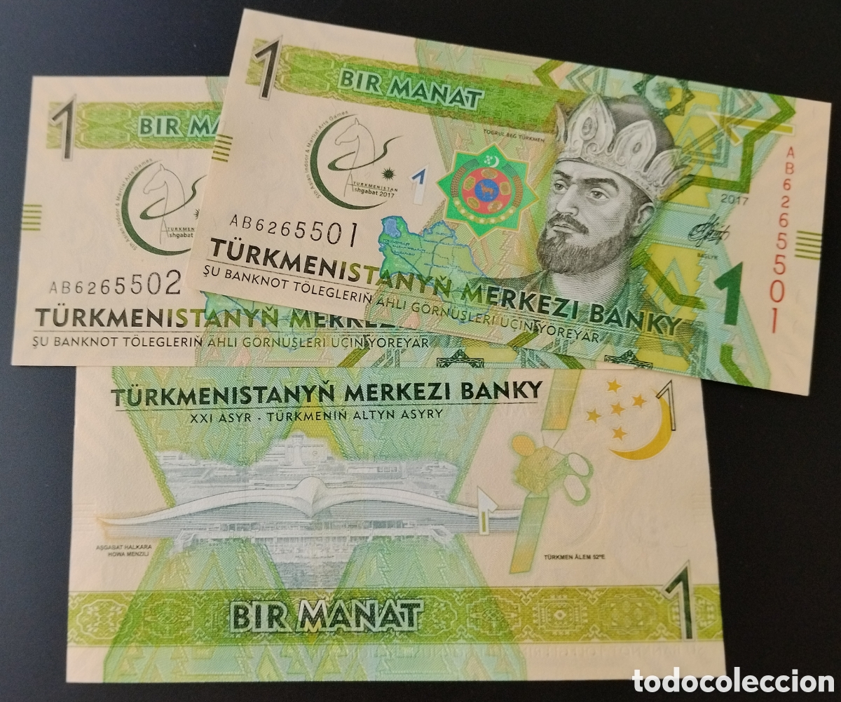 Billetes extranjeros: TUKMENISTAN : 1 manat 2017 conmem. 2017.SC.UNC. PK.42