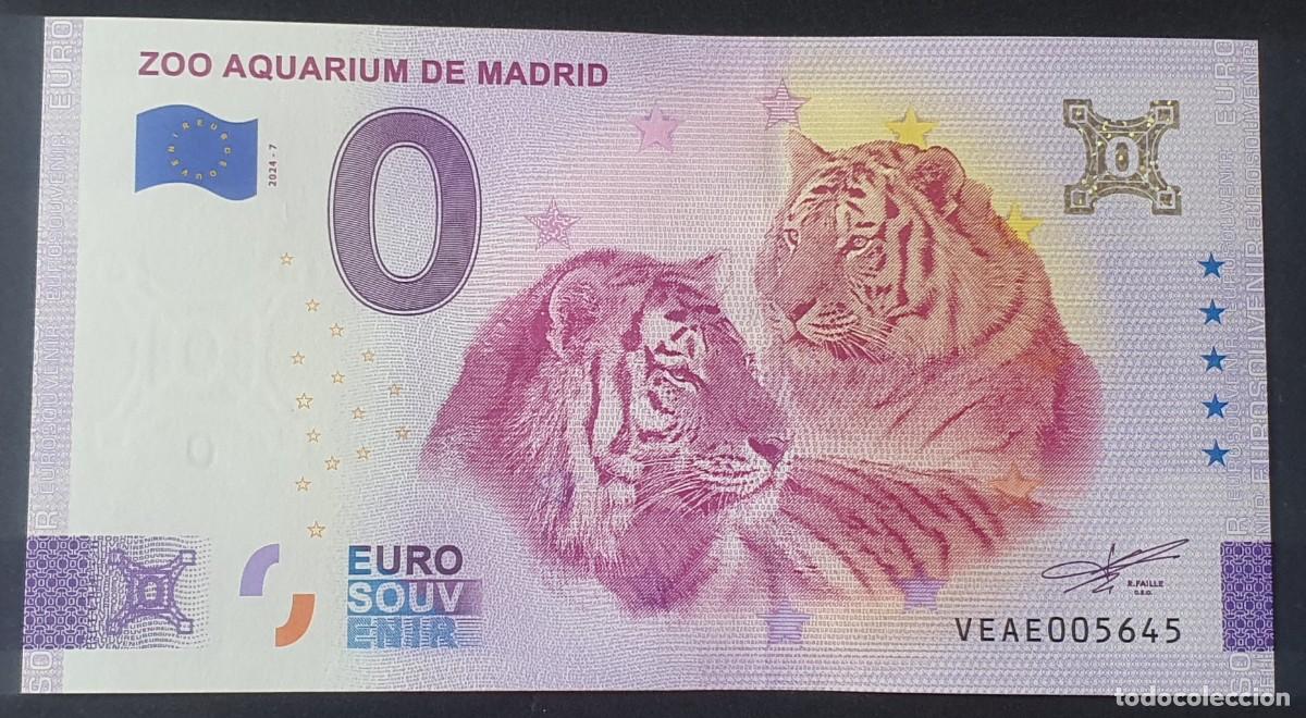 Billetes extranjeros: BILLETE 0 Euro Souvenir Espa&ntilde;a: VEAE 2024-7 ZOO AQUARIUM DE MADRID - Tigres