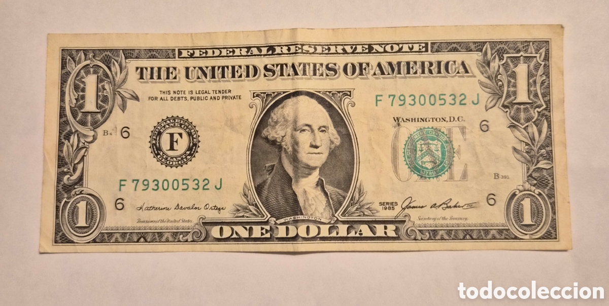 Billetes extranjeros: LOTE 5 BILLETES DE 1 D&Oacute;LAR ESTADOS UNIDOS &ndash; FEDERAL RESERVE NOTE &ndash; WASHINGTON