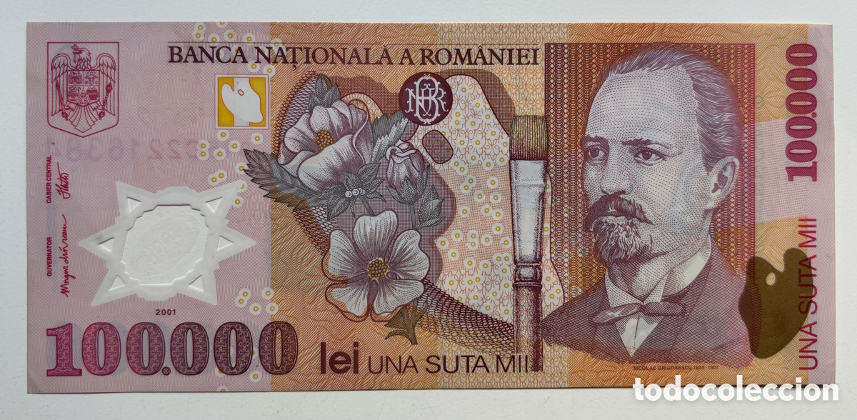 Billetes extranjeros: Billete RUMANIA 100000 Lei 2001 Polimero. Romania