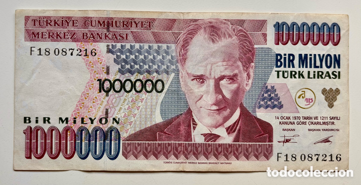 Billetes extranjeros: Billete TURQUIA 1000000 Lira (1999-2002)