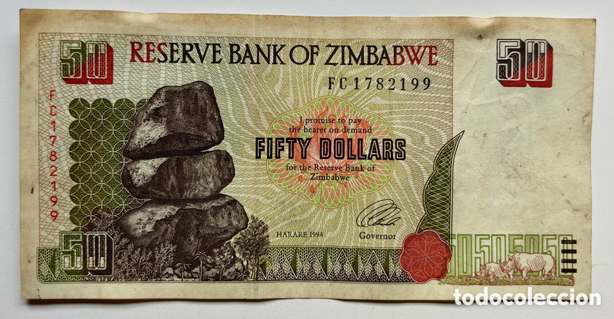 Billetes extranjeros: Billete ZIMBABWE 50 Dolares 1994 .