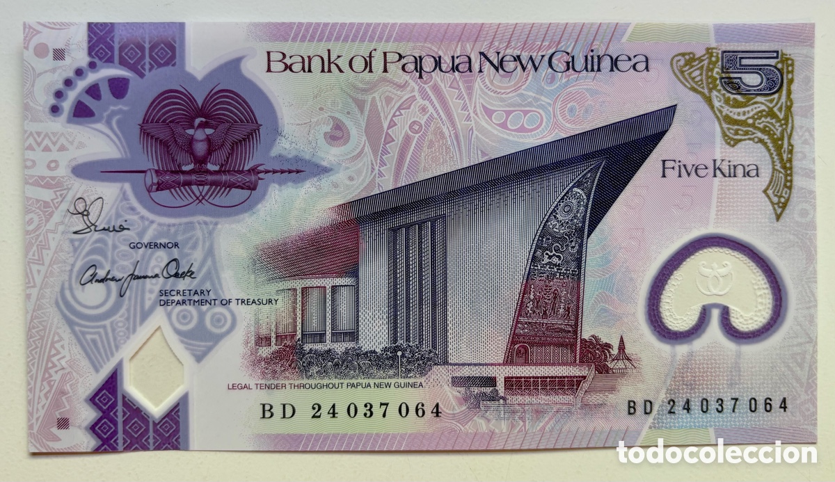 Billetes extranjeros: Billete PAP&Uacute;A NUEVA GUINEA 5 Kina (2024) SC Polimero Pick 51d