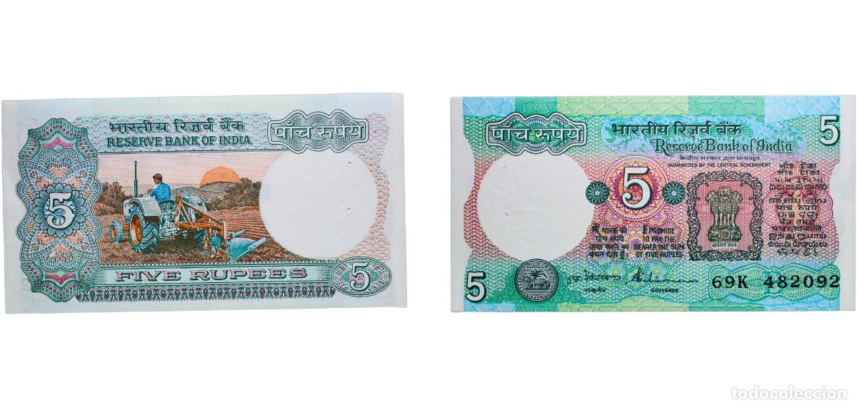 Billetes extranjeros: India Republic ND (1990-1992) 5 Rupees Paper AU P 80