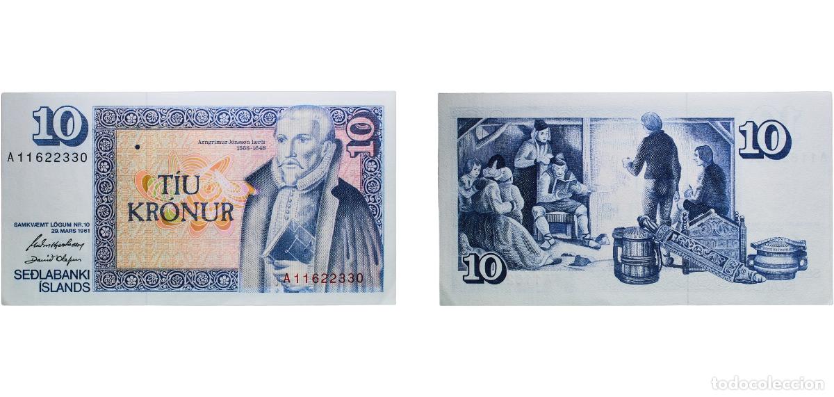 Billetes extranjeros: Iceland Republic 1961 10 Kr&oacute;nur Paper AU P 48 SIEG SD 54