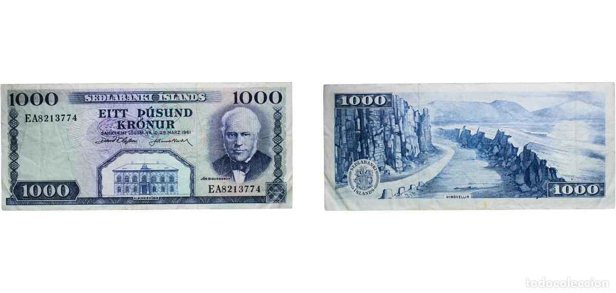 Billetes extranjeros: Iceland Republic 1961 1000 Kr&oacute;nur (Se&eth;labanki &Iacute;slands) Paper XF P 46 SIEG SD 52