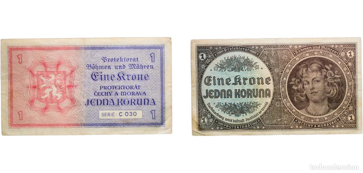 Billetes extranjeros: Czech Republic Protectorate of Bohemia and Moravia 1940 1 Koruna Paper XF P 3
