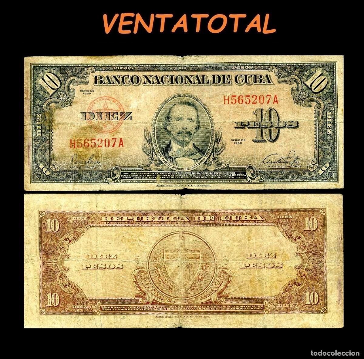 Billetes extranjeros: CUBA 10 PESOS DE 1949 SERIE J565207A (CARLOS MANUEL DE CESPEDES 1&ordm; PRESIDENTE DE LA REPUBLICA CUBANA