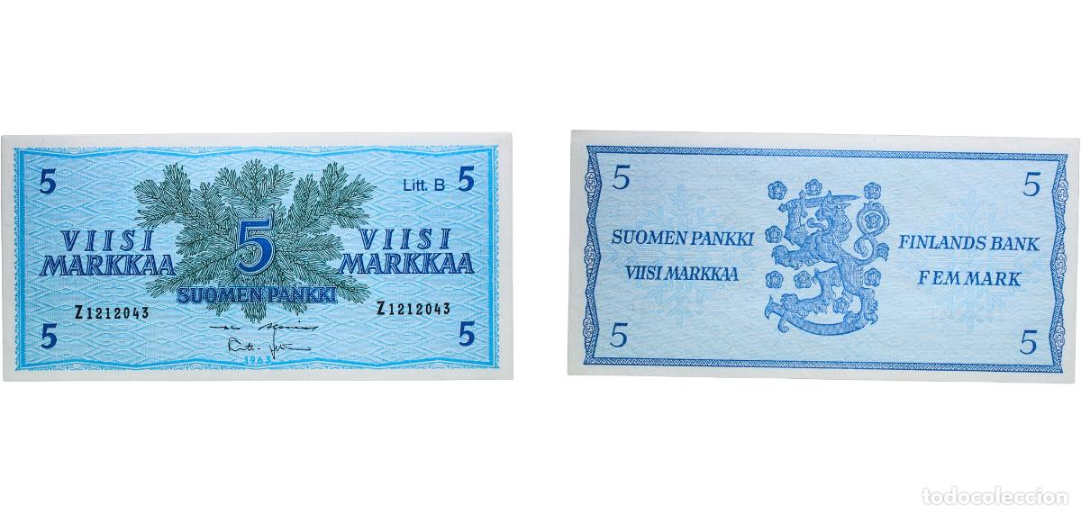 Billetes extranjeros: Finland Republic 1963 5 Markkaa Paper AU P 99