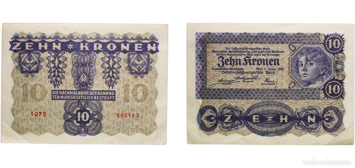 Billetes extranjeros: Austria First Republic 1922 10 Kronen Paper AU KK Banknoten 167 P 231 P 75