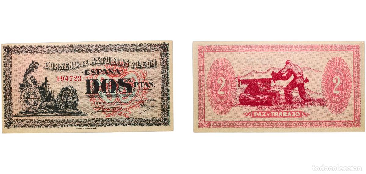 Billetes extranjeros: Spain Asturias and Le&oacute;n, Provinces of Second Republic 1937 2 Pesetas (Asturias y Le&oacute;n) Paper AU P