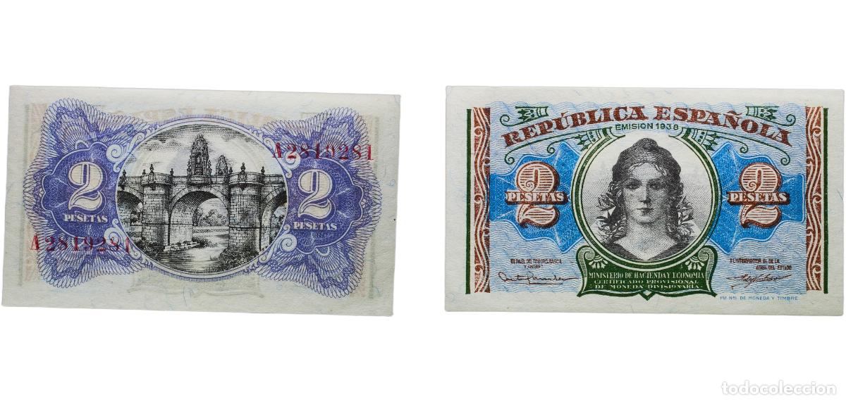 Billetes extranjeros: Spain Second Republic 1938 2 Pesetas Paper (20000000) UNC P 95