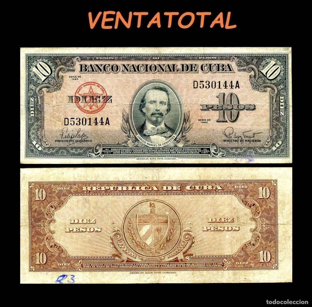 Billetes extranjeros: CUBA 10 PESOS DE 1949 SERIE D530144A (CARLOS MANUEL DE CESPEDES 1&ordm; PRESIDENTE DE LA REPUBLICA CUBANA