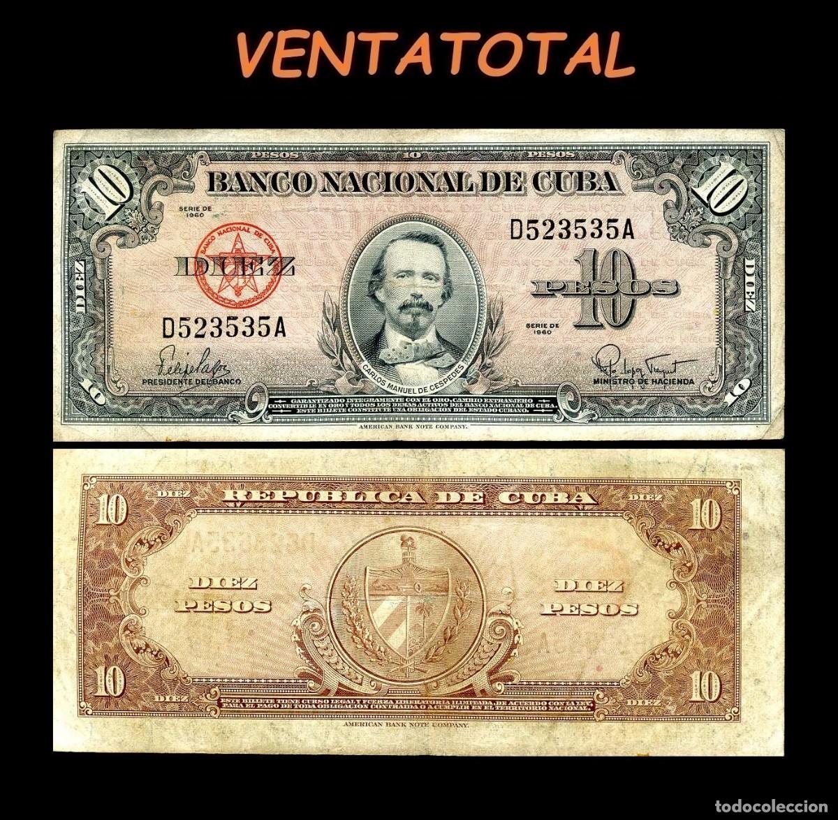 Billetes extranjeros: CUBA 10 PESOS DE 1949 SERIE D523535A (CARLOS MANUEL DE CESPEDES 1&ordm; PRESIDENTE DE LA REPUBLICA CUBANA