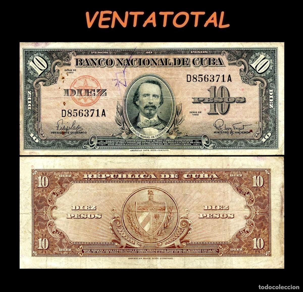 Billetes extranjeros: CUBA 10 PESOS DE 1949 SERIE D856371A (CARLOS MANUEL DE CESPEDES 1&ordm; PRESIDENTE DE LA REPUBLICA CUBANA