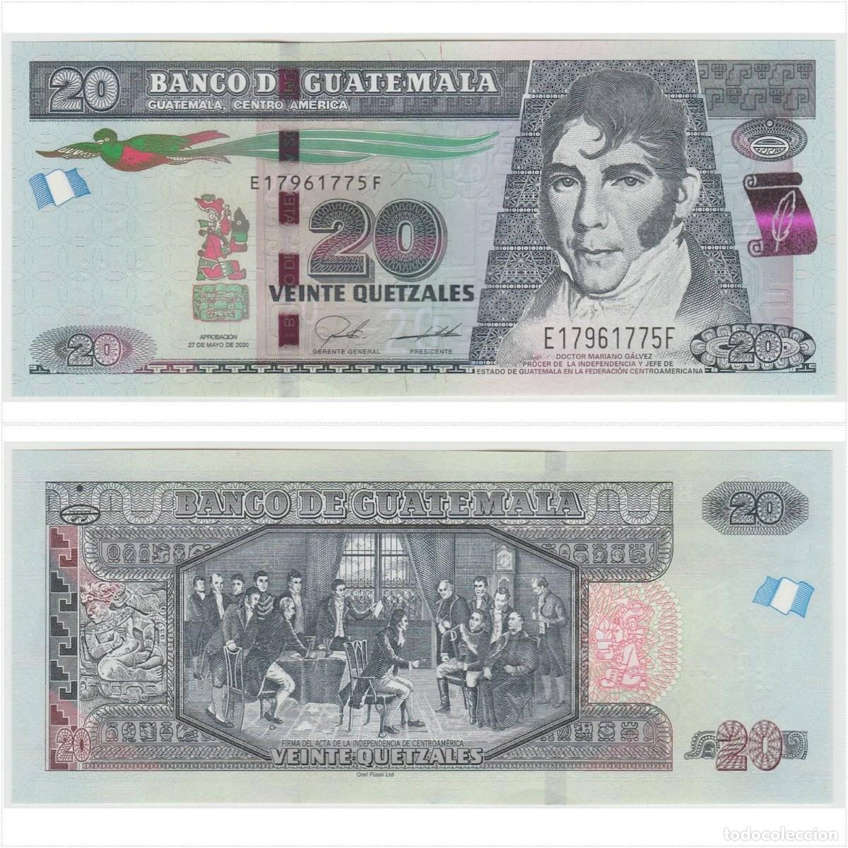 Billetes extranjeros: GUATEMALA 20 Quetzales 2020 n/s E17961769F Sin Circular (el de la foto)