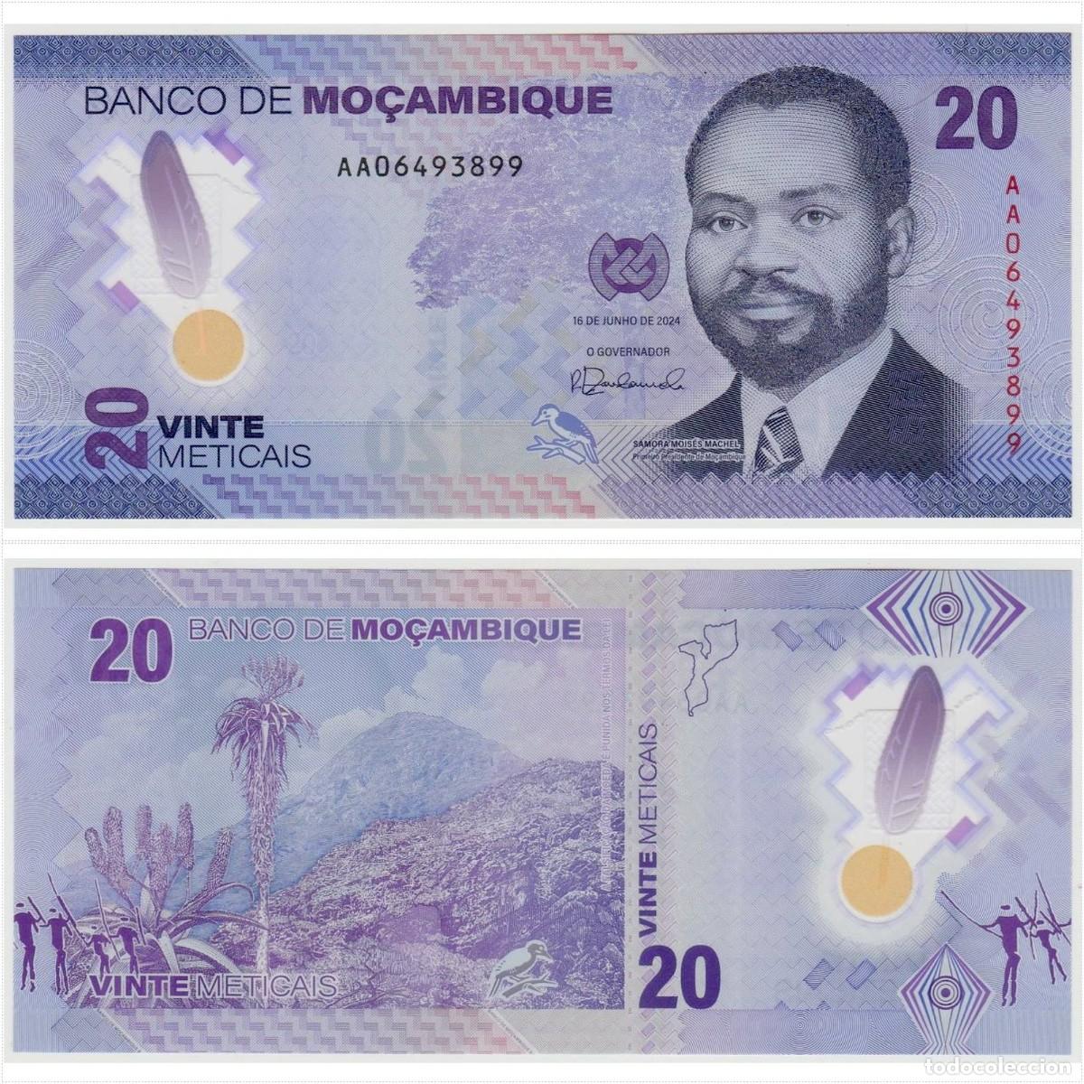 Billetes extranjeros: Mozambique 20 Meticais 2024 Pick 155 Pol&iacute;mero Sin Circular (el de la foto)