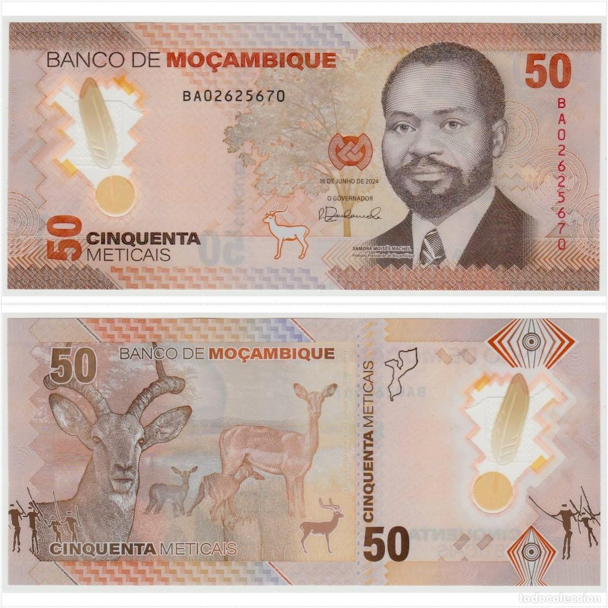 Billetes extranjeros: Mozambique 50 Meticais 2024 Pick 156 Pol&iacute;mero Sin Circular (el de la foto)