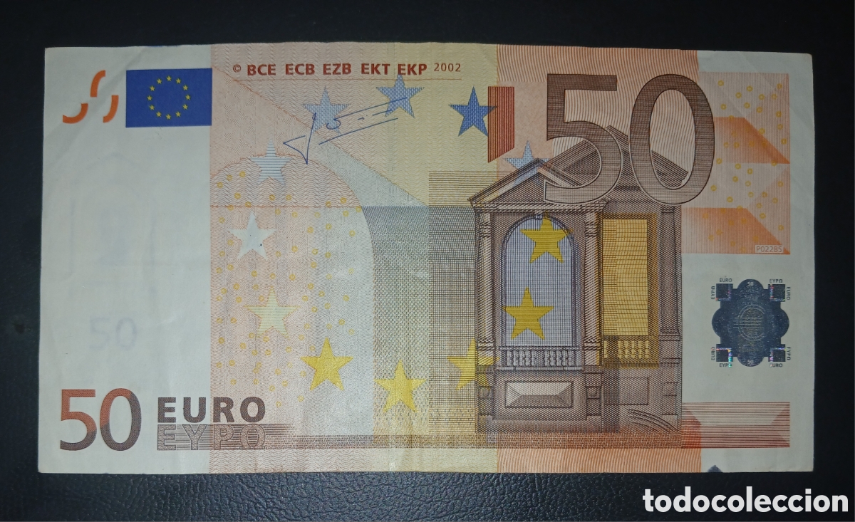 Billetes extranjeros: Billete 50 Euros 2002 - Primera Serie (Firma Jean-Claude Trichet, Plancha P022B5, C&oacute;digo X Alemania)