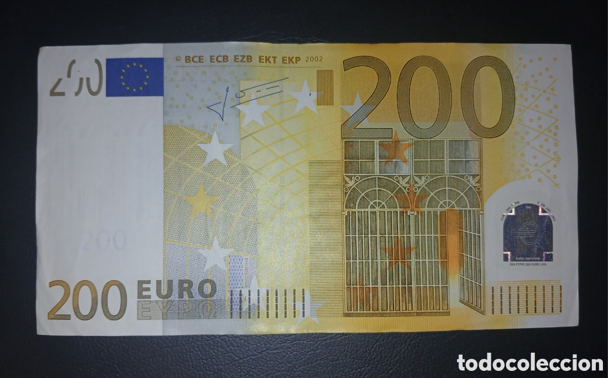 Billetes extranjeros: Billete 200 Euros 2002 - Primera Serie (Firma Willem F. Duisenberg, Plancha E001H4 C&oacute;digo X Alemania