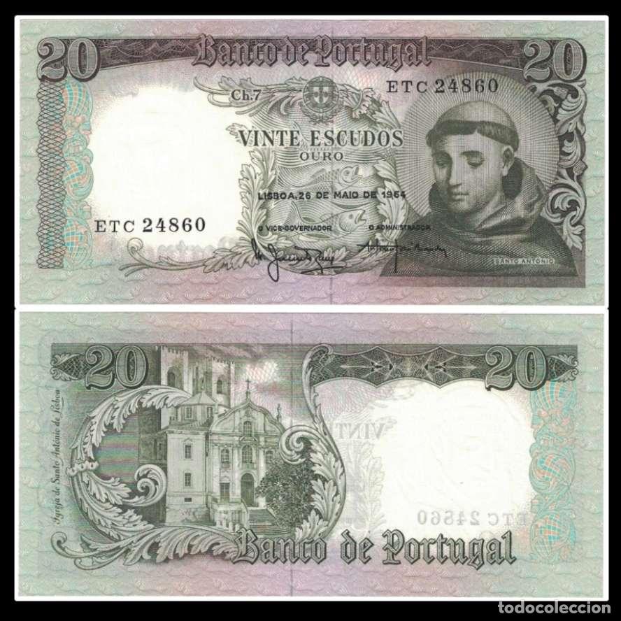 Billetes extranjeros: Portugal 20 Escudos 1964 - Pick 167a.7 Santo Antonio - UNC