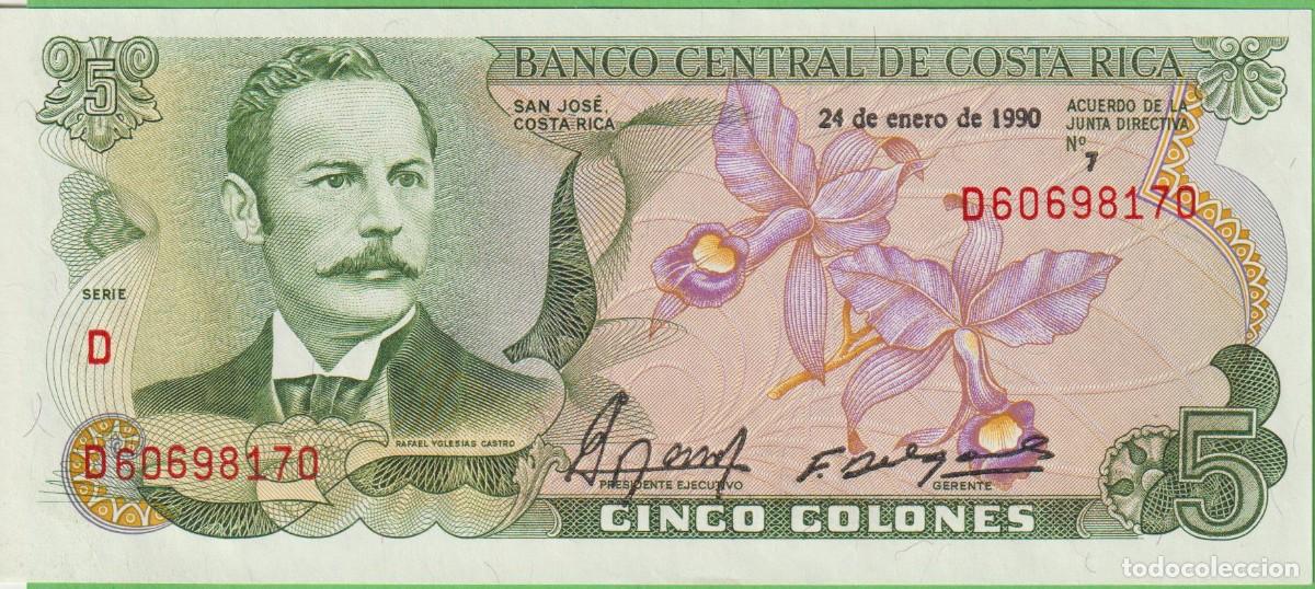 Billetes extranjeros: BILLETES COSTA RICA - 5 COLONES 1990 - SERIE D - PICK-236e (SC-)