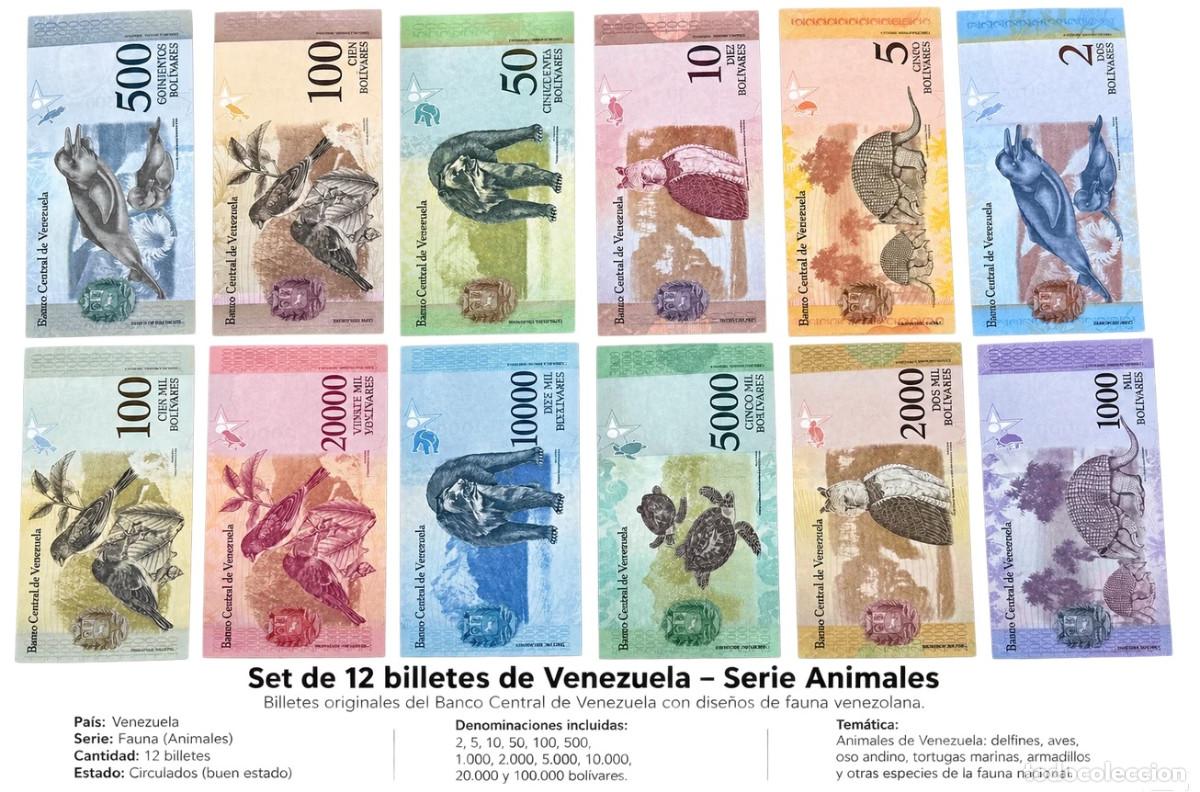 Banconote internazionali: Preciosa colecci&oacute;n de 12 billetes de bolivares soveranos emitida por Venezuela