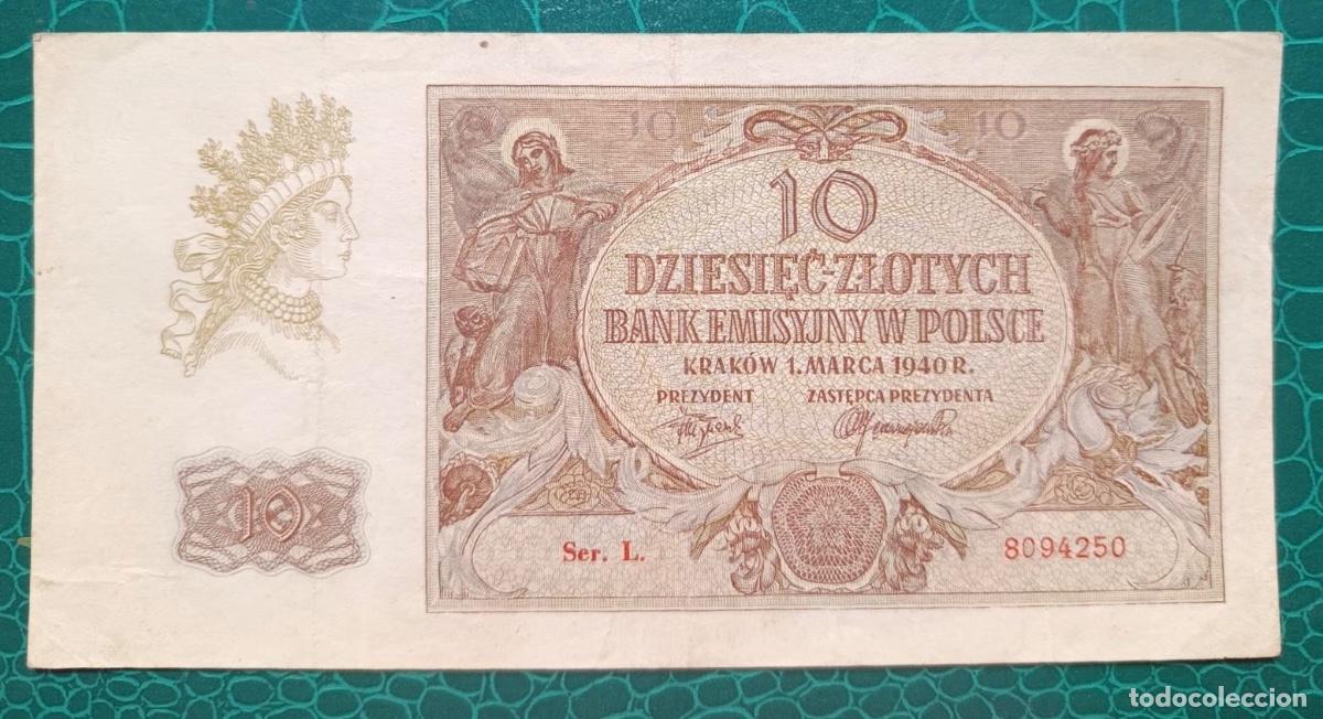 Billetes extranjeros: Polonia - 10 Zlotych 1940 -mbc