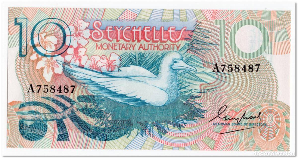 Billetes extranjeros: SEYCHELLES,10 RUPEES,1979,P.23,UNC