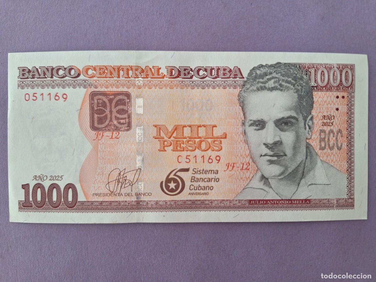 Billetes extranjeros: BILLETE 1000 PESOS BANCO CENTRAL DE CUBA CIRCULADO 65 ANIVERSARIO A&Ntilde;O 2025