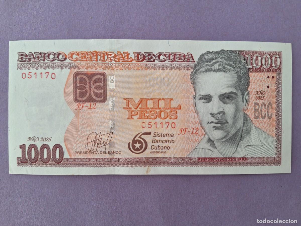 Billetes extranjeros: BILLETE 1000 PESOS BANCO CENTRAL DE CUBA CIRCULADO 65 ANIVERSARIO A&Ntilde;O 2025