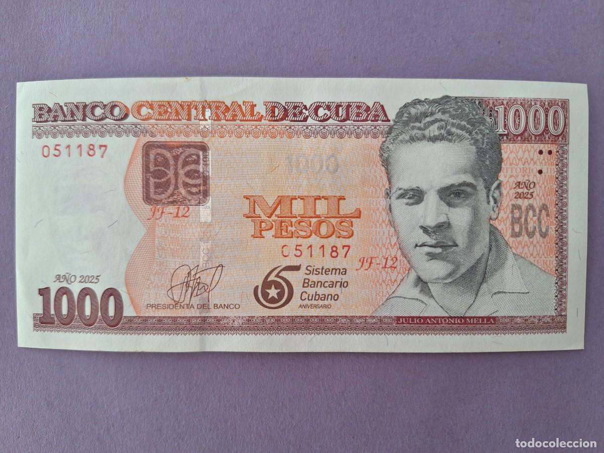 Billetes extranjeros: BILLETE 1000 PESOS BANCO CENTRAL DE CUBA CIRCULADO 65 ANIVERSARIO A&Ntilde;O 2025