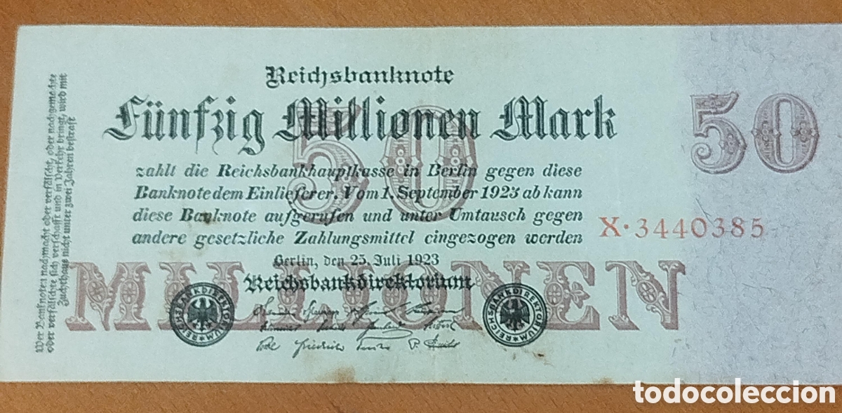 Billetes extranjeros: Billete Alemania 50 Millones Marcos 1923