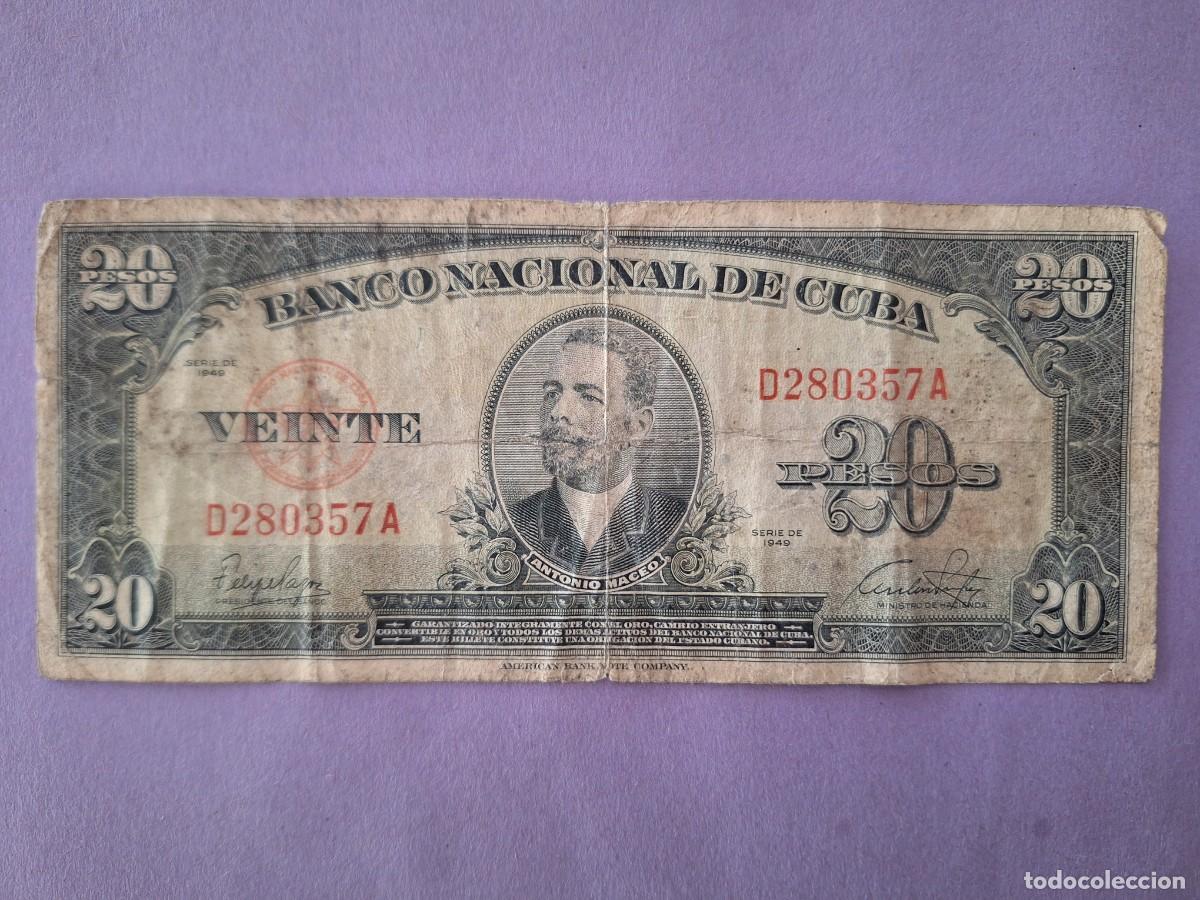 Billetes extranjeros: BILLETE 20 PESOS BANCO NACIONAL DE CUBA A&Ntilde;O 1949