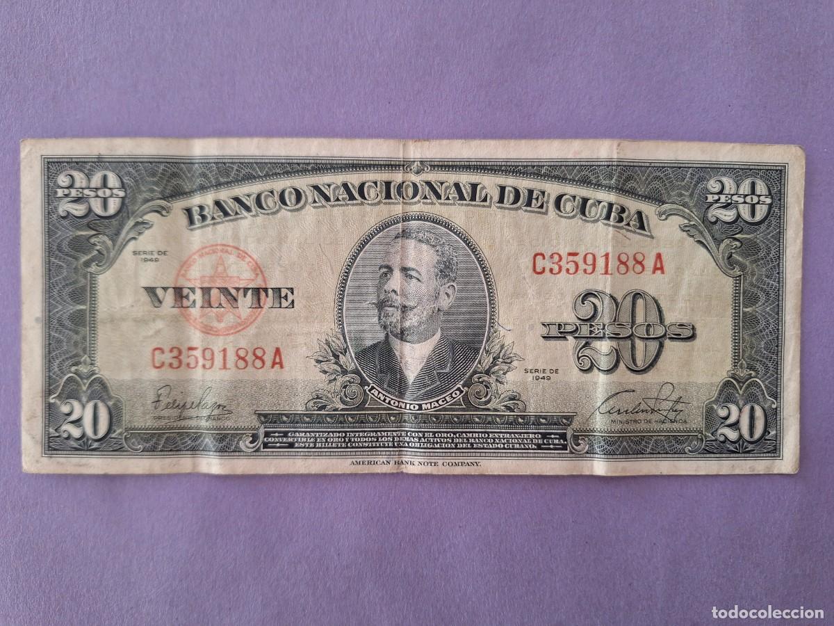 Billetes extranjeros: BILLETE 20 PESOS BANCO NACIONAL DE CUBA A&Ntilde;O 1949