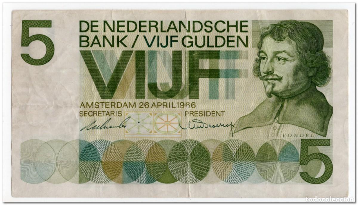 Billetes extranjeros: NETHERLANDS,5 GULDEN,1966,P.90a,VF