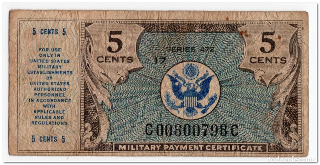 Billetes extranjeros: UNITED STATES,MILITARY PAYMENT CERTIFICATE,5 CENTS,1948,P.M15,CIRCULATED