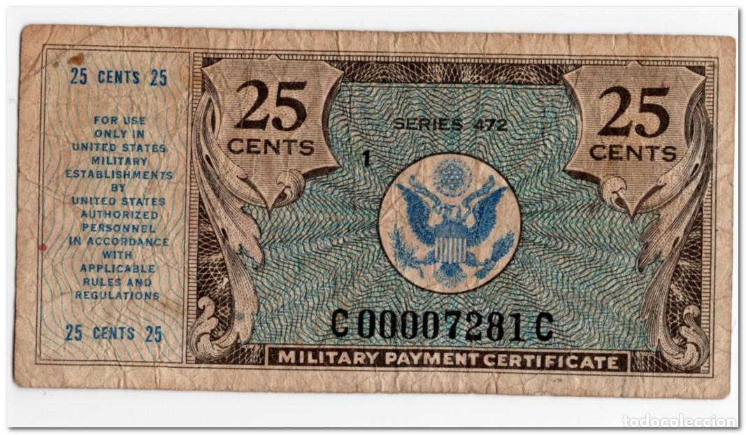 Billetes extranjeros: UNITED STATES,MILITARY PAYMENT CERTIFICATE,25 CENTS,1948,P.M17,CIRCULATED